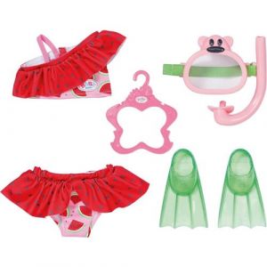 Zapf Creation BABY born Ensemble de plongée avec Bikini, Lunettes de plongée et Palmes pour poupées de 43 cm, 836996