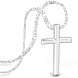 Collier SERASAR Premium pour homme [Faith] Acier chirurgical 316L Argent 50 cm Coffret à bijoux inclus