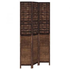 Décoshop26 Paravent séparateur de pièce cloison 3 panneaux en bois de paulownia et bambou DEC030789