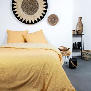 Image de Today Parure de lit 2 personnes - 240 x 260 cm - Coton imprime jaune Ethnique DESERT CHIK Kalahari