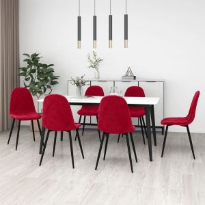 VidaXL Les Tendances - Chaises de salle à manger 6 pcs Rouge bordeaux Velours