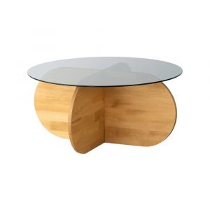 Dmora - Table basse Doliveir, Table basse, Porte-revues pour canapé, Etagère de salon, 75x75h35 cm, Chêne