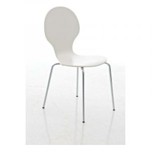 Décoshop26 Chaise de salle à manger cuisine empilable design moderne bois blanc 100000667