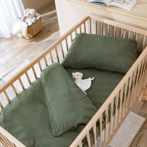 Terre de Nuit Housse de couette bébé 80x120 gaze de coton kaki noa - noa