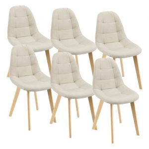 Helloshop26 - Lot de 6 chaises de salle à manger 86 x 53 x 47 cm beige