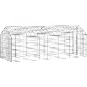 VidaXL Cage pour lapins Argent 400 x 78 x 78 cm Acier galvanis&eacute;