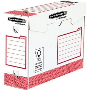 Fellowes 4474102 - Lot de 20 boîtes à archives Bankers Box Heavy Duty, larg. 100 mm, coloris blanc/rouge