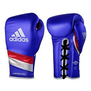 Adidas Adi-Speed 500 Pro Gants de Boxe, Kickboxing et Sparring Fermeture à Lacets Traditionnelle Look Métallique 453,6 g Bleu Métallique/Rouge/Argent Homme Femme