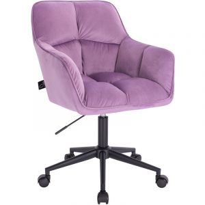 Jerry Chaise de bureau avec accoudoirs réglable en hauteur Chaise pivotante avec roulettes Velours violet - Svita