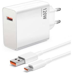 Chargeur Blanc Rapide 120w Usb Pour Xiaomi 14t Pro /13t Pro /11t Pro,Chargeur Turbo Avec 6a Câble Usb C Pour Redmi Note 13 Pro+ 12 Pro+ 11 Pro+ 5g Little Boutik