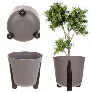Pot de Fleur Eco Cache Pot de Fleur Pieds avec Insert 34 cm Gris - Kadax