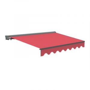 Canop&eacute;e Store Banne Manuel Rouge Semi Coffre 4 x 3m &ndash; Store R&eacute;tractable pour Terrasse, Balcon & Jardin &ndash; Manivelle &agrave; Gauche &ndash; Aluminium et Polyester