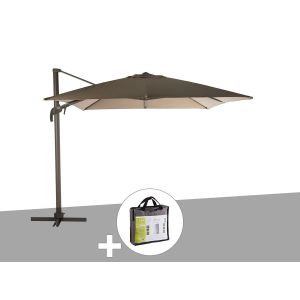 Image de Hesperide Parasol Déporté Et Inclinable Rectangule Noisette Avec Housse De Protection Elea - 3 X 4 M