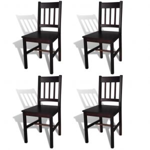 VidaXL Chaises de salle à manger 4 pcs Marron foncé Pinède