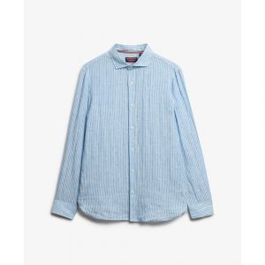Superdry Shirt Linen Vacation Azure Blue Stripe Bleu clair Bleu taille M