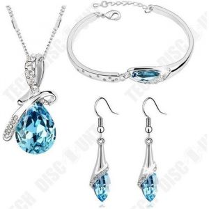 Parure - Td - Réglable - Cristal - Argenté - Bleu Ciel - Bijoux Femme