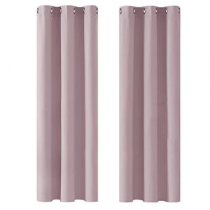 Rideaux Occultants Isolant Thermique avec Oeillet pour Décoration Maison Chambre, 2 Pièces, Petite Taille, 107x183 cm, Rose Pale - Rose Pale