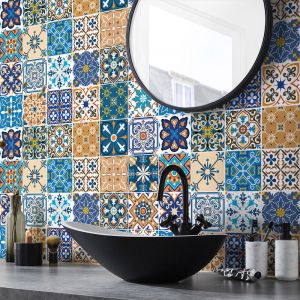 Stickers muraux - Sticker Mural Carrelage adhésif Cuisine Salle de Bain - 24 Stickers CARRELAGES BASILICATO - 24stickers10x10cm