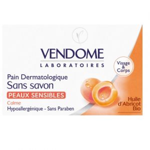 Vendome Pain Dermatologique sans Savon &agrave; l'Huile d'Abrico Bio - 100 g