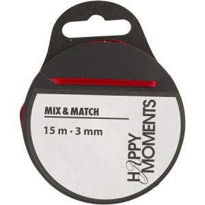 Creotime Ruban satin 3 mm - Rouge vin - 15 m