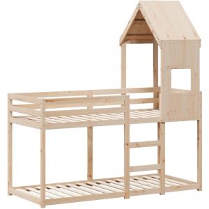 VidaXL Lit Superposé Avec Toit 90x190 Cm Bois Massif De Pin