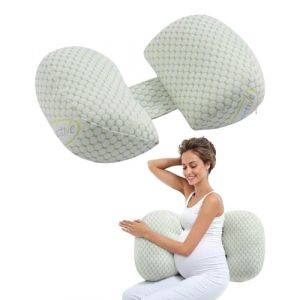 VEVOR Coussin de Grossesse, Forme W, Oreiller de Maternité Réglable pour Femmes Enceintes, Oreiller Soutien Doux Respirant avec Housse Amovible et Lavable, pour Dormir, Soutien Dos, Ventre, Hanches