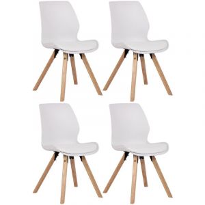 CLP Lot de 4 chaises de salle à manger Luna, Blanc /Plastique
