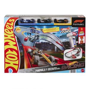 Mattel Coffret Piste de Course Sprint avec 3 véhicules de Formule 1 à l’échelle 1/64 : McLaren F1 Team, Alpine et VCARB, Circuit de Course Sprint côte-à-côte, JDY15