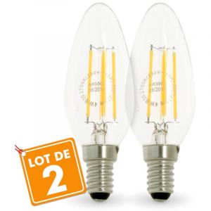 Image de Eclairage design Lot de 2 Ampoules Flamme Filament 4w eq. 40W Culot E14 | blanc-chaud-2700k