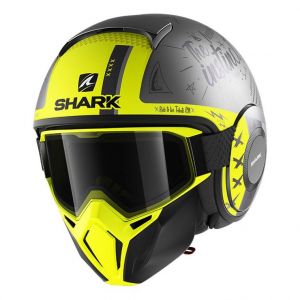 Shark Casques Street Drak Tribute Rm - Matte Anthracite / Silver / Yellow - Taille L