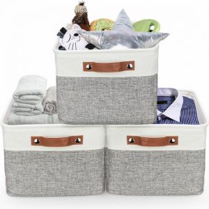 Panier de rangement pliable Tranquil Abode - Lot de 3 paniers de rangement robustes en tissu avec poignées