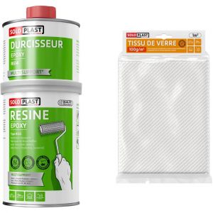 Soloplast Pack résine epoxy type R123 1kg - Tissu de verre Roving 100g m2
