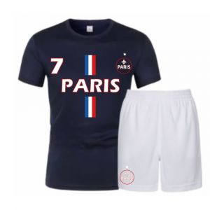 Ensemble Football Homme - Tee-Shirt Bleu Marine Et Short Blanc-Inspiration Paris (Taille Xl,Couleur Bleu)