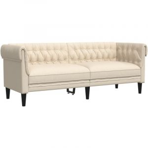 VidaXL Canapé Chesterfield 3 places lin