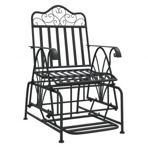 Banc de jardin meuble de patio d'extérieur terrasse coulissant 61 cm noir acier 02_0011122