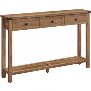 Table console table d'entrée avec 3 tiroirs et étagère de rangement 40 x 40 x 175 cm pour entrée salon style campagnard marron