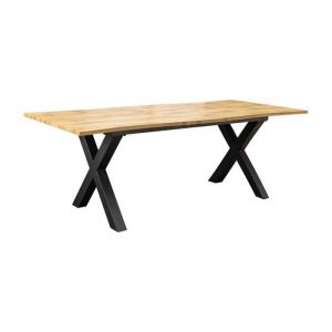 Table de salle &agrave; manger RIVET &ndash; Extensible 160 &agrave; 200 cm &ndash; Bois et m&eacute;tal noir &ndash; Style industriel
