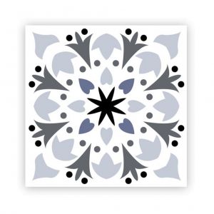 STC Lot de 6 Stickers Carreaux de Ciment – Gris Motif 5