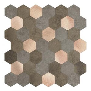 DC Fix Premium Carreau Hexagones en métal et en pierre 29 x 28,8 cm - sticker carrelage pour crédence cuisine, salle de bain - décoratif autocollant carreau mural