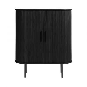 DRAWER Buffet haut aux angles arrondis en bois et métal H118cm - Noir - Alicia