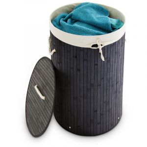 Image de Relaxdays Panier à linge bambou, corbeille linge pliante, 70 L, sac intérieur coton, 65 x 49,5 x 37 cm, - 4052025046743