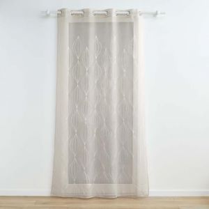 Douceur d'intérieur, Voilage à Œillets (140 x 240 cm) Galactee Taupe, Voile Sablé Brodé