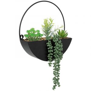 Atmosphera Plantes artificielles dans un support en métal Noir à suspendre H 41 cm