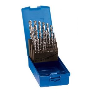 Forum Jeu de forets hélicoïdaux, coffret plastique, en acier à coupe rapide à 5 % de cobalt, type Ti, DIN 338, surface sans revêtement, &Oslash h8 : 6,00-10,00 mm