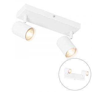 Qazqa Plafonnier Moderne blanc 2 lumières orientable - Jeana Moderne Luminaire interieur