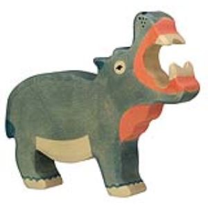 Holztiger Figurine Hippopotame en bois