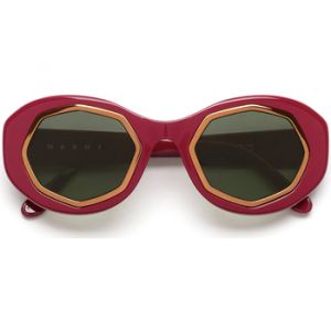 MARNI Unisex Mount Bromo Bordeaux XQB Lunettes de soleil Acétate Bordeaux Vert Oversize Normale
