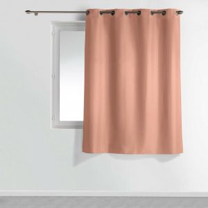 Rideau &agrave; &oelig;illets petite hauteur 140 x 180 cm &ndash; polyester uni essentiel &ndash; Blush