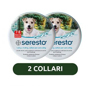 Bayer 2 colliers Seresto pour chiens jusqu'&agrave; 8&nbsp;kg, contre les puces et les tiques