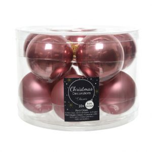 Boîte de 10 Boules VerreØ6 cm Vieux rose